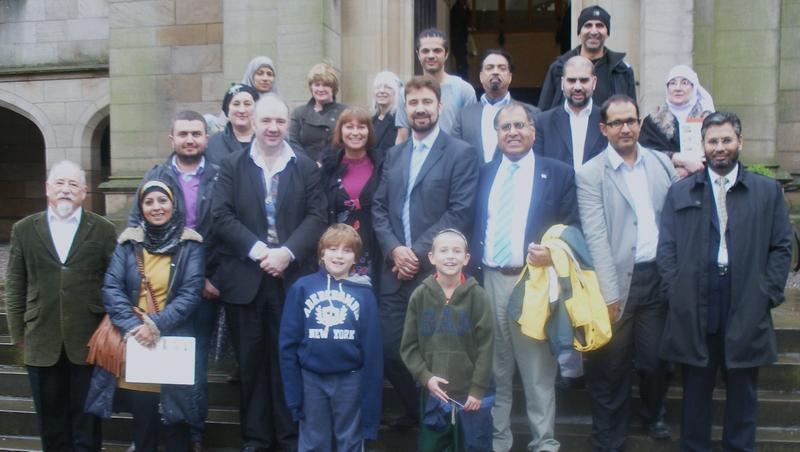Photo of MJF visitors on the steps of the British Muslim Heritage Centre