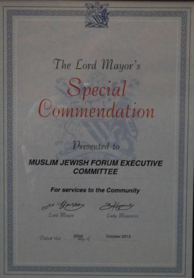 Certificate presented by Lord Mayor of Manchester