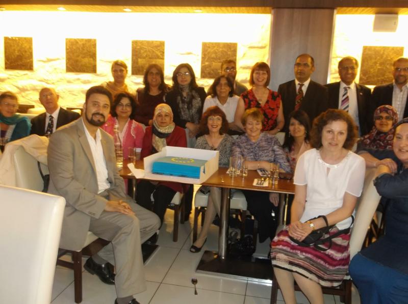 Group photo at Al Maidah restaurant