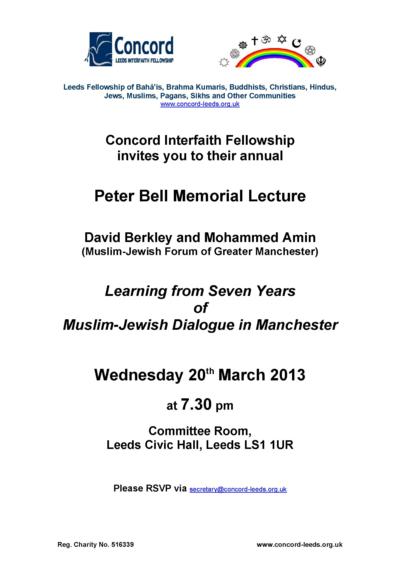 Flyer for Peter Bell Memorial Lecture
